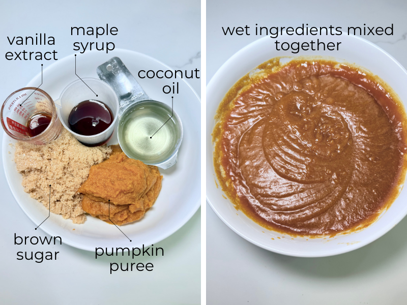 wet ingredients for pumpkin chocolate chip cookies