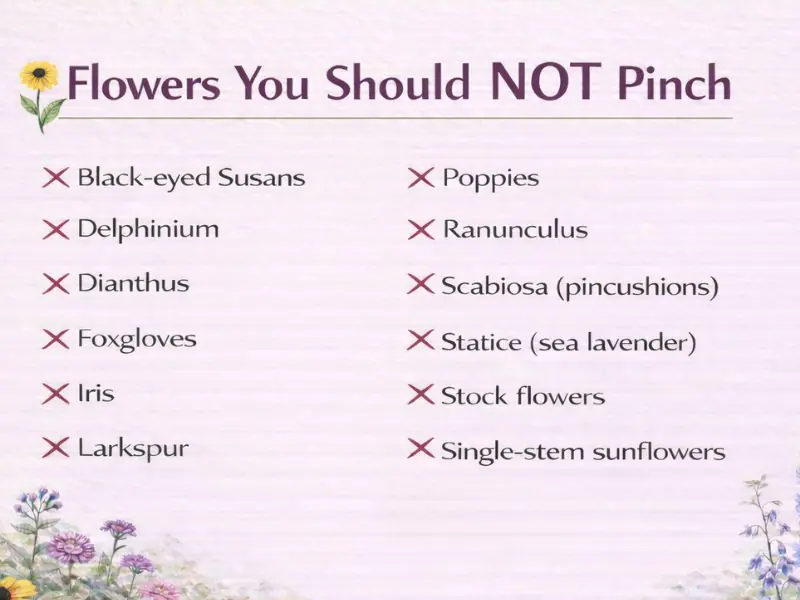 list of flowers to NOT pinch back