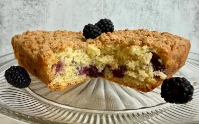 Easy Lemon Blackberry Sourdough Coffee Cake with Crumb Topping